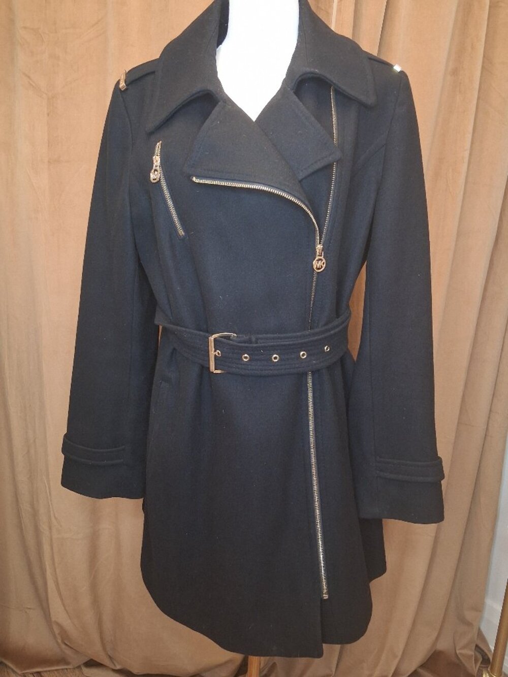 Black Peacoat w/Belt Size M